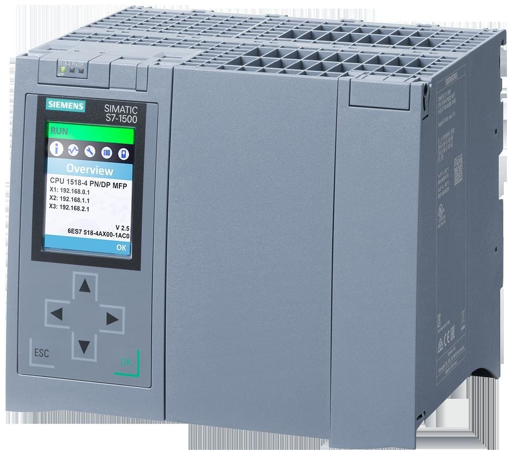 SIEMENS - CPU 1518-4 PN/DP MFP SIMATIC S7-1500, inclusive C/C++ Runtime y licencia Runtime OPC UA