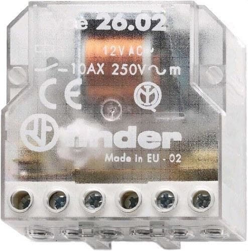 FINDER - Telerruptor electromecánico/desviador bipolar SERIE 26, borne de tornillo, 1NA+1NC 10A, 12V AC