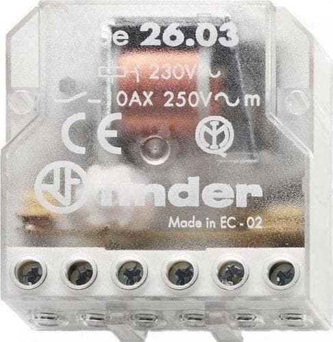 FINDER - Telerruptor electromecánico/desviador bipolar SERIE 26, borne de tornillo, 1NA+1NC 10A, 24V AC
