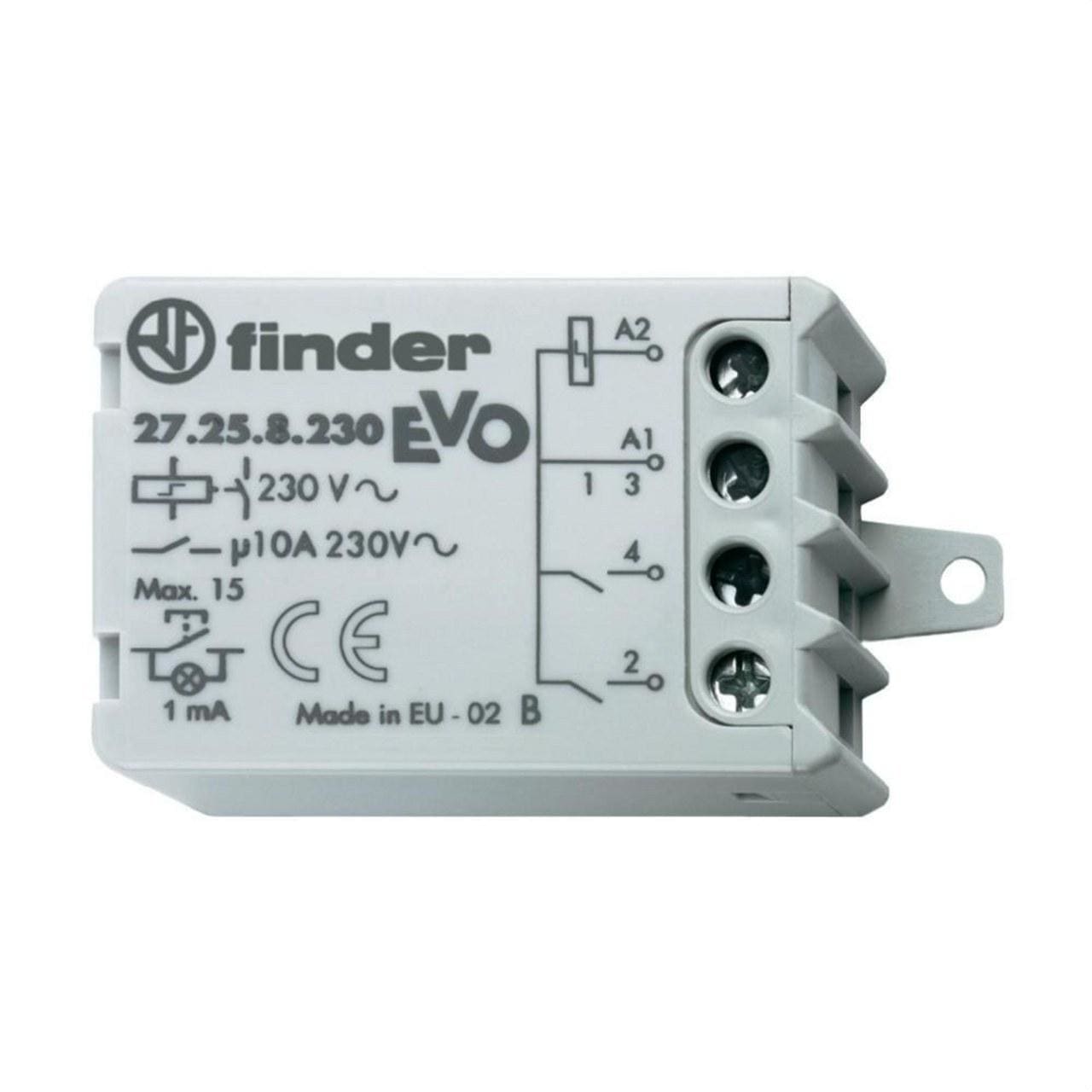 FINDER - Telerruptor/interruptor unipolar SERIE 27, limitador de la potencia de bobina, 1NA 10A, 230V A, borne de jaula