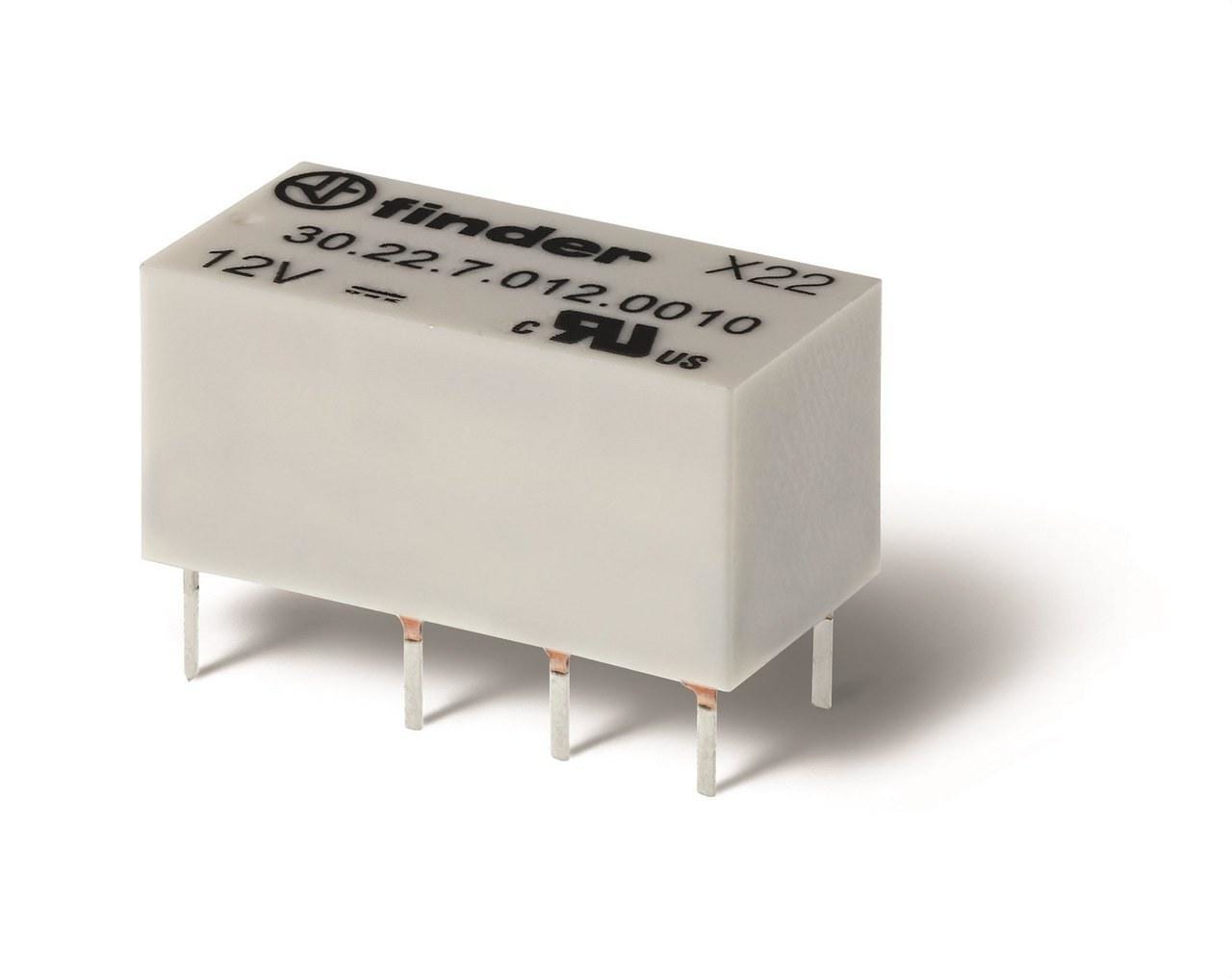 FINDER - Relé subminiatura para circuito impreso SERIE 30, 2 contactos conmutados 2A, 24V DC sensible