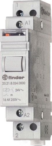 FINDER - Telerruptor modular/ interruptor unipolar 1NA 16A SERIE 20, montaje carril 35mm, 24V DC, contactos AgNi