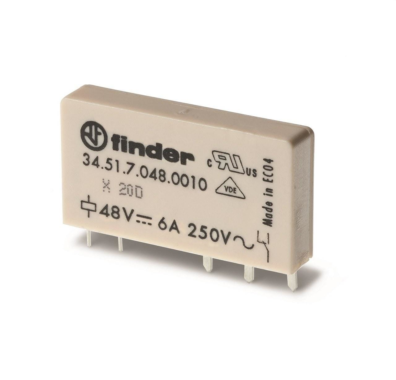 FINDER - Relé electromecánico para circuito impreso SERIE 34, 1 contacto conmutado 6A AgNi, 12V DC