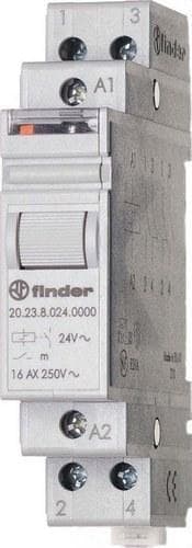 FINDER - Telerruptor modular/desviador bipolar 1NA+1NC 16A SERIE 20, montaje carril 35mm, 24V AC contactos AgNi (emb.1u)