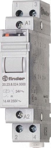 FINDER - Telerruptor modular/desviador bipolar 1NA+1NC 16A SERIE 20, montaje carril 35mm, 14V AC contactos AgSnO2