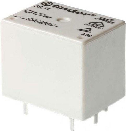 FINDER - Mini relé para circuito impreso SERIE 36, 1 contacto 10A AgSnO2, 12V DC, lavable