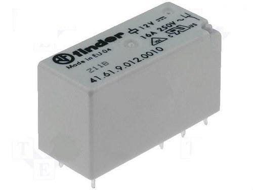 FINDER - Mini-relé para circuito impreso-reticulado 5mm SERIE 41, 1 contacto conmutado, 16A, AgNi, 12V DC