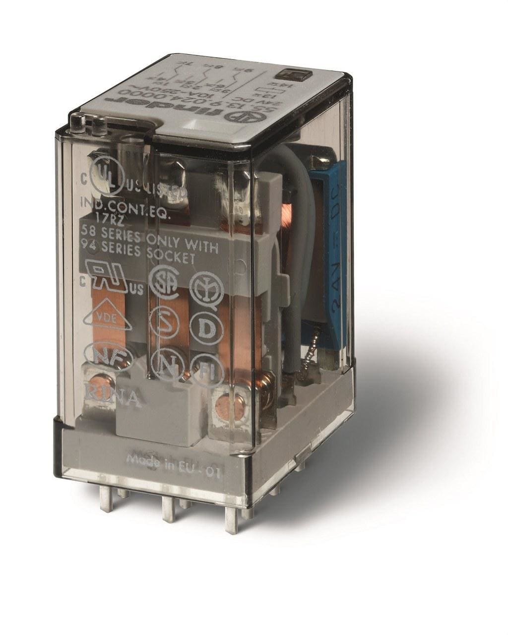FINDER - Relé industrial para circuito impreso SERIE 55, 3 contactos conmutados, 10A, AgNi, 24V DC