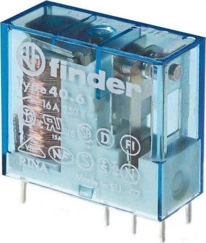 FINDER - MINI-RELÉ CIR.IMPRESO/ENCHUFABLE-RETICULADO 5mm 40,1 CTO.CONMD.16A,AGNI,24V DC