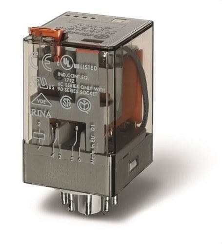 FINDER - RL.INDUST.ENCHBL.ZOC.OCTAL 60,2 CTO.CONMD.10A,AGNI,24V DC,PULS.PBA.+IND.MECN.(em