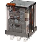 FINDER - Relé de potencia enchufable en zócalo SERIE 62, 2 contactos conmutados, 16A, AgSnO2, 230V AC, pulsador de prueba + indicador mecánico