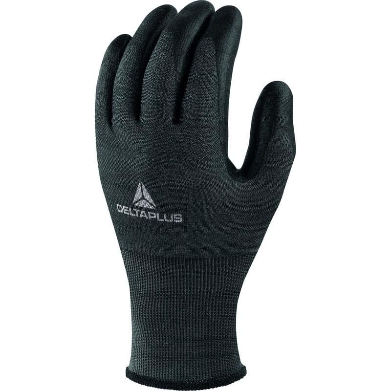 DELTA PLUS - Guante tricotado fibra palma poliuretano VENICUTD05 sin disolventes negro talla 11