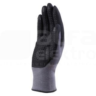 DELTA PLUS - Juego guante poliester nitrilo pvc gris/negro talla 7 (1par)