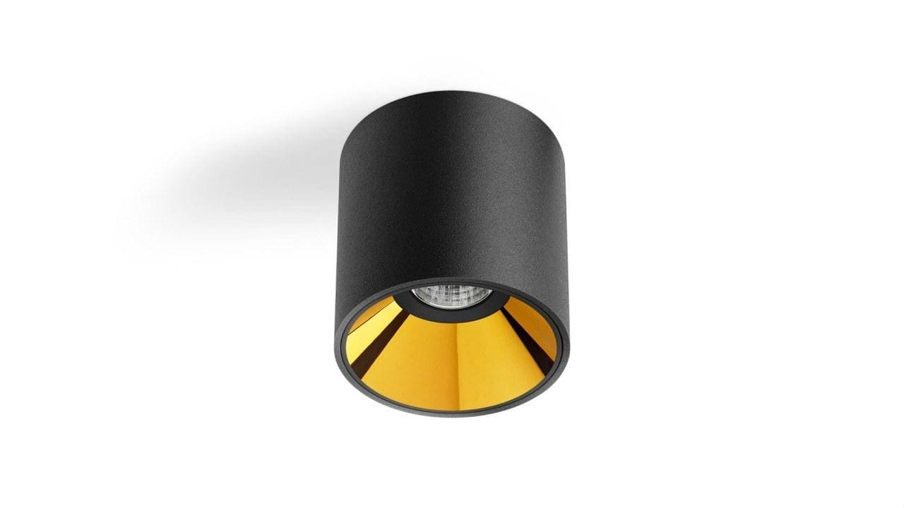 ARKOSLIGHT - Luminaria SHOT LIGHT M SURFACE 2700K, negro texturado-oro metalizado