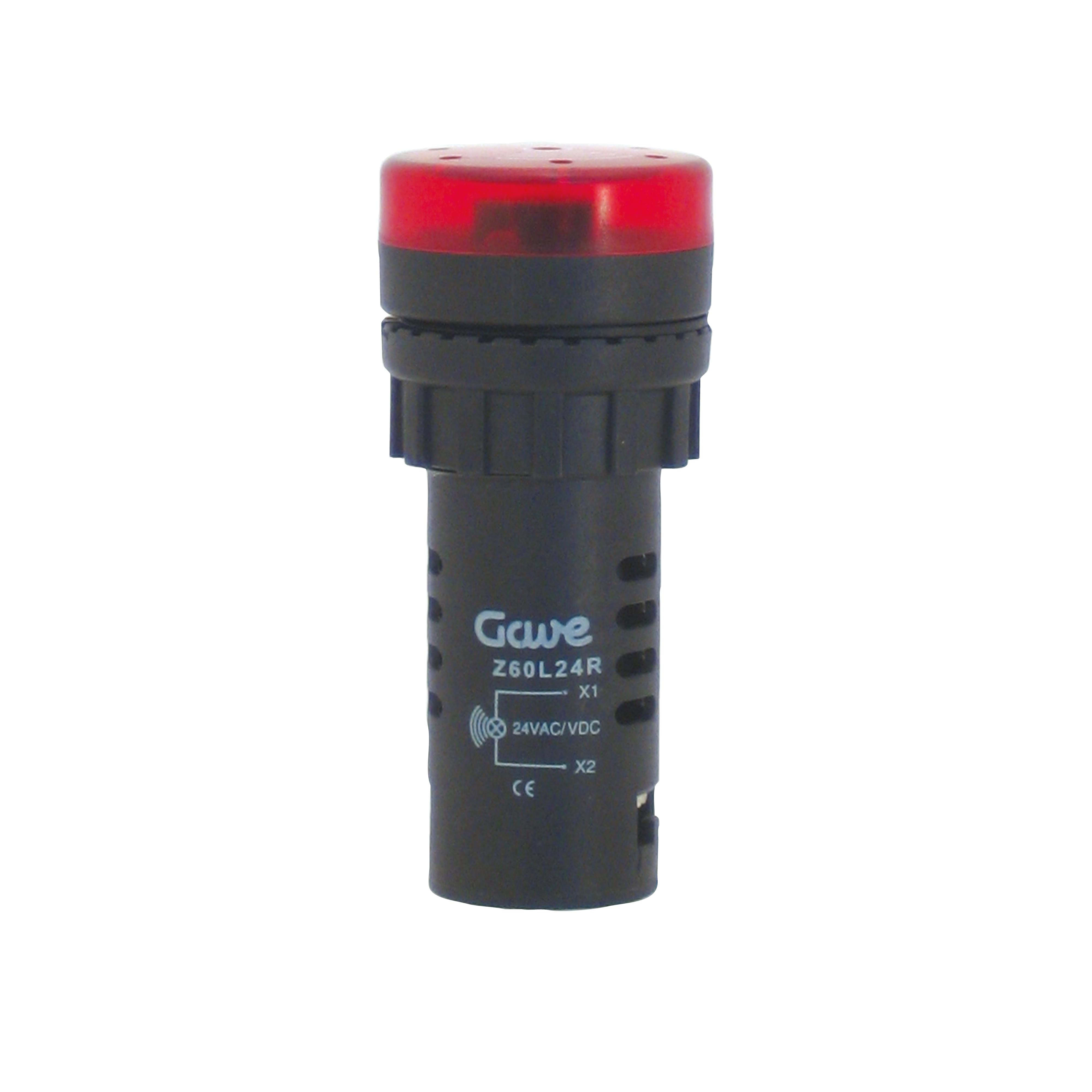 GAVE - ZUMBADOR D.22MM  LUMINOSO INTERMITENTE  ROJO 24V