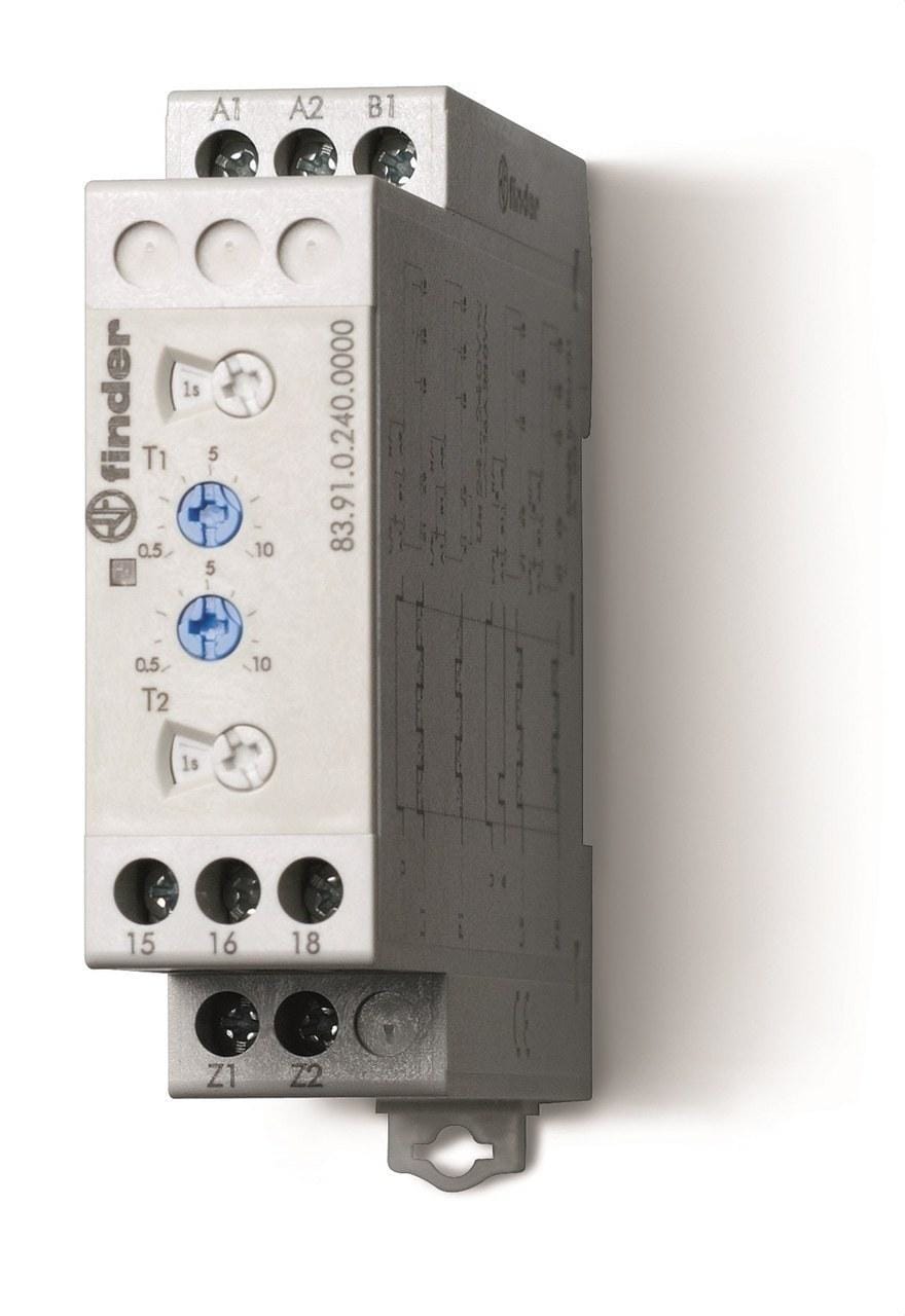 FINDER - Temporizador modular accionamiento SERIE 83, 1 contacto conmutado, 16A, 24...240V AC/DC