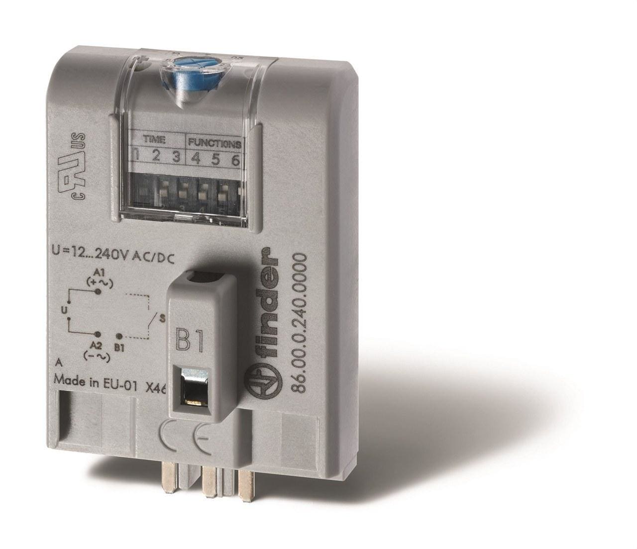 FINDER - Módulo temporizador multifunción SERIE 86 para utilizar con relé y zócalo, 12...240V AC/DC