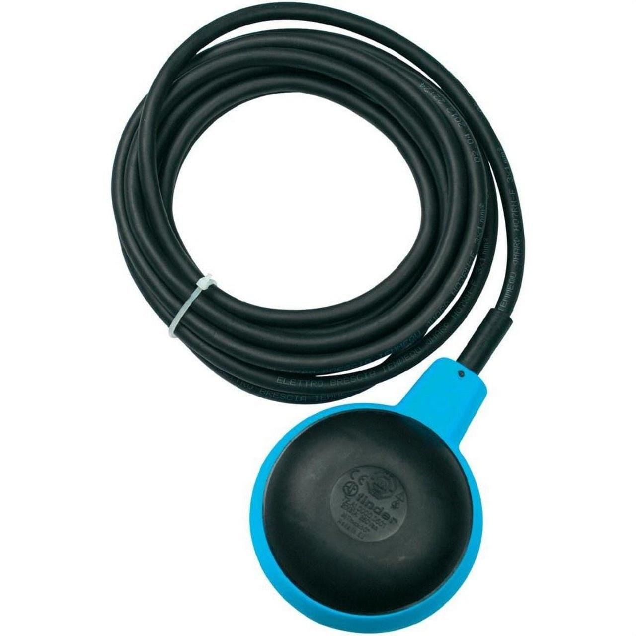 FINDER - Regulador de nivel por flotador con doble cámara SERIE 72, 1 contacto conmutado, cable 10m, H07 RN F Contrapeso (230g) incluido