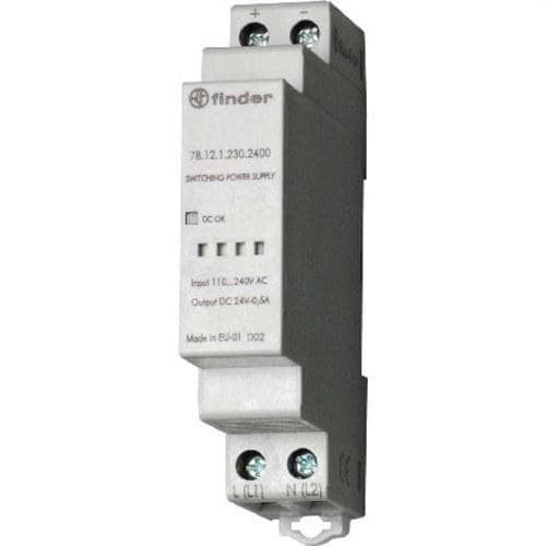 FINDER - Fuente de alimentación conmutada SERIE 78, salida 24V DC 0,5A 12W, entrada 110...240V AC / 220V DC