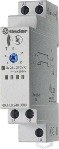FINDER - Temporizador modular a la puesta en tensión SERIE 80, 1 contacto conmutado, 16A, 24...240V AC/DC