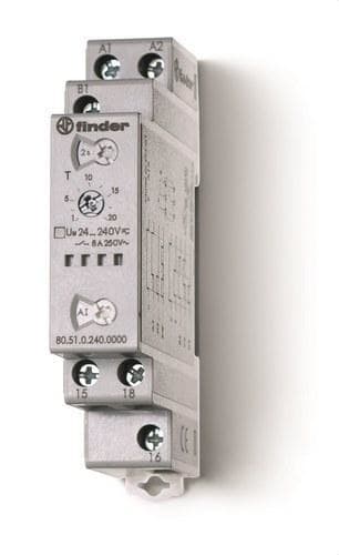 FINDER - Temporizador modular multifunción SERIE 80, 1 contacto conmutado, 8A, 24...240V AC/DC (emb.1u)