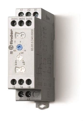 FINDER - Temporizador modular multifunción SERIE 83, 2 contactos conmutados, 12A, 24...240V AC/DC (emb.1u)