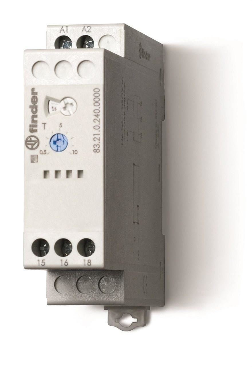 FINDER - Temporizador modular intervalo SERIE 83, 1 contacto conmutado, 16A, 24...240V AC/DC