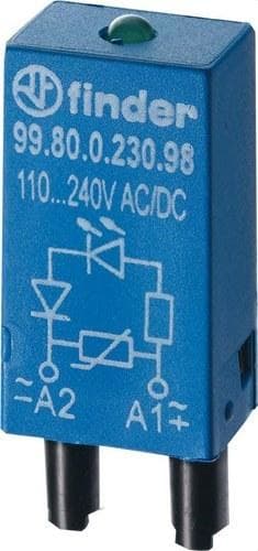 FINDER - Módulo de señalización y protección CEM SERIE 99, 28...60V AC/DC, LED indicador + varistor verde