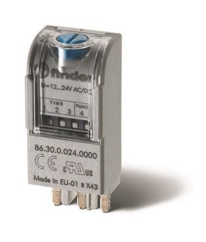FINDER - Módulo temporizador bifunción SERIE 86 para utilizar con relé y zócalo, 12...24V AC/DC (emb.1u)
