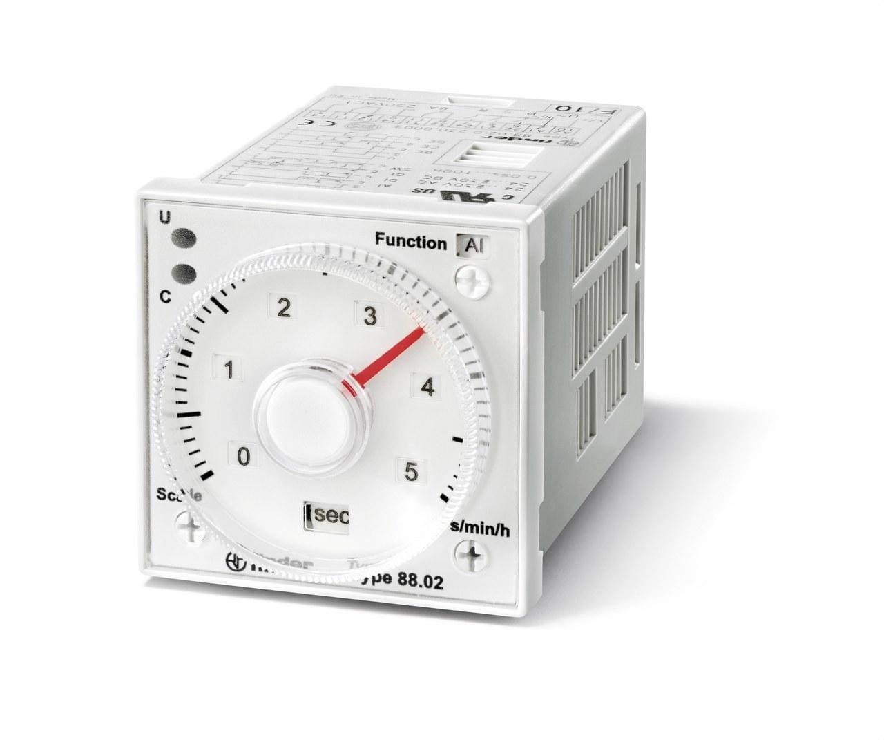 FINDER - Temporizador multifunción conexión undecal SERIE 88, 2 contactos conmutados, 8A, 24...230V AC/DC