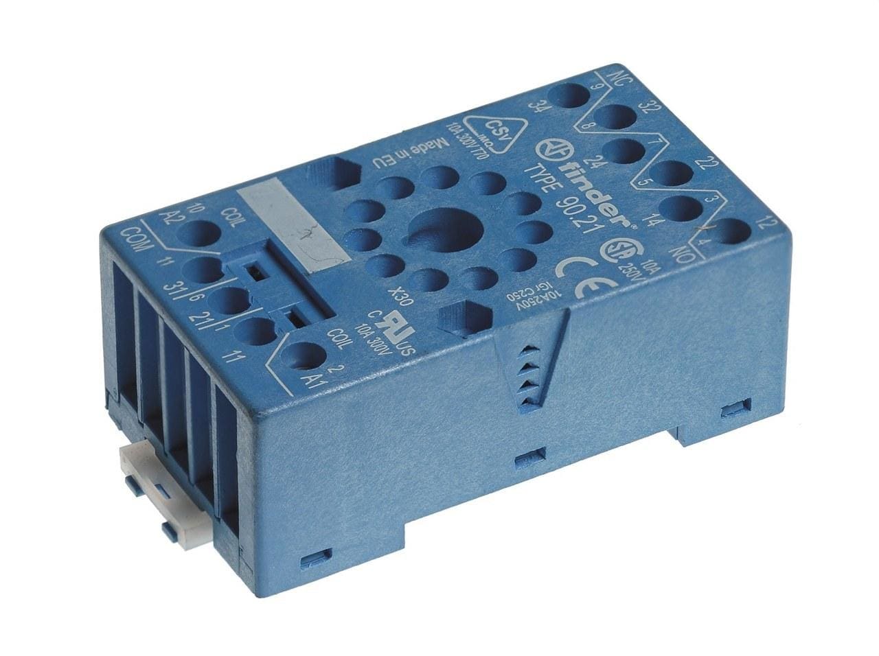 FINDER - Zócalo SERIE 90 para relé 60.13, bornes de jaula, panel o en carril 35mm, 0.5Nm, cable 10mm (emb.brida metálica)