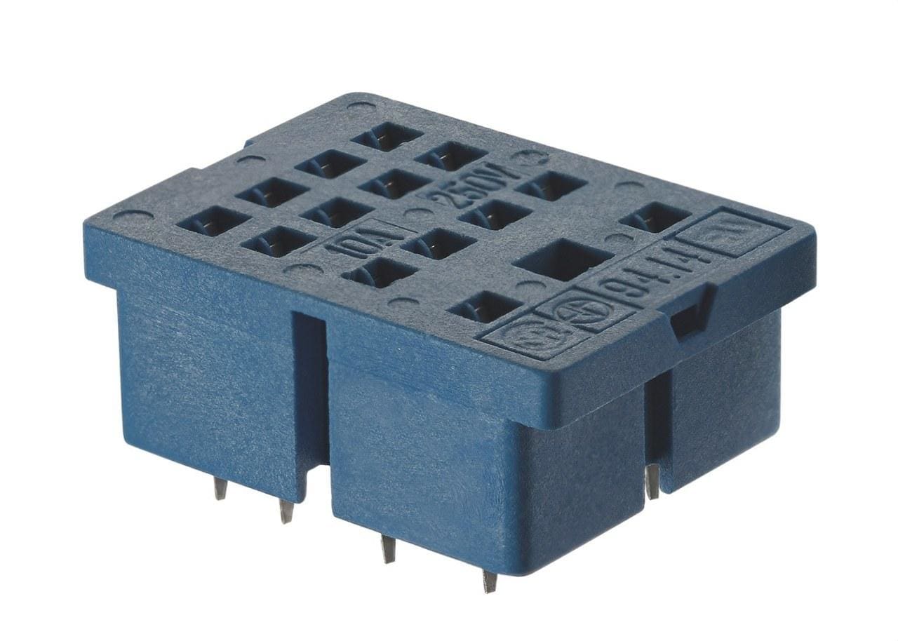 FINDER - Zócalo SERIE 94 para relé 55.33, para circuito impreso, azul (emb.brida metálica)
