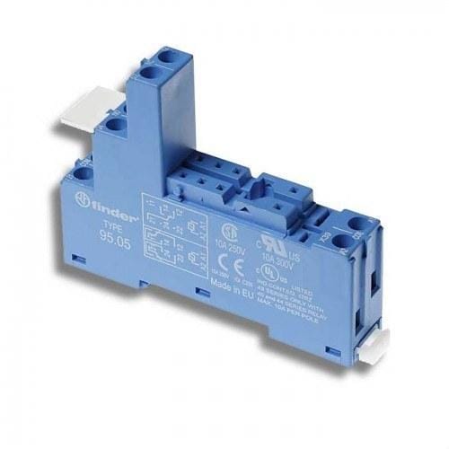 FINDER - Zócalo SERIE 95 para relé 40.31, bornes de jaula, en panel o carril 35mm, azul, 0.5Nm, cable 8mm (emb.brida metálica)
