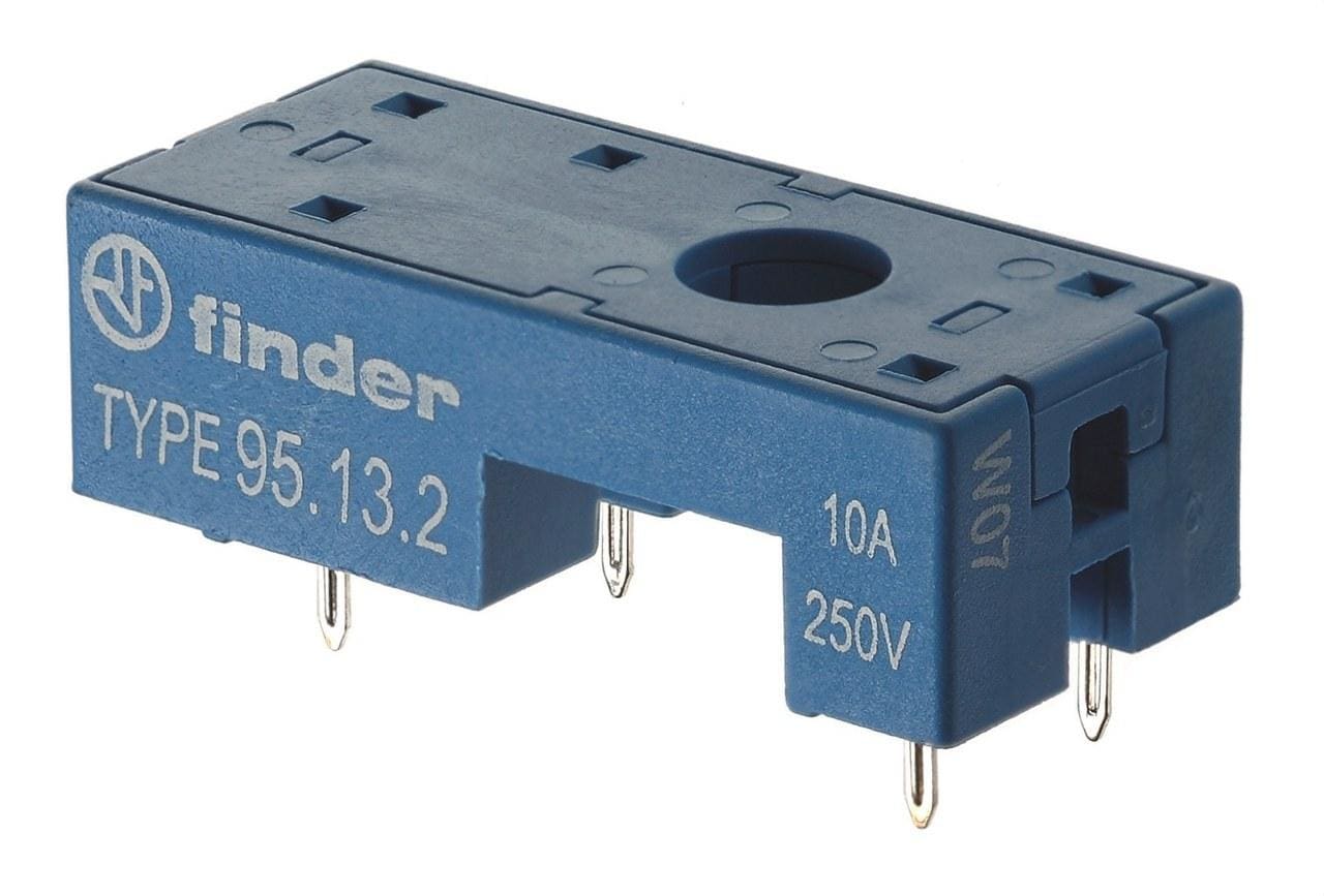 FINDER - Zócalo SERIE 95 para relé 40.31/41.31, para circuito impreso, azul (emb.brida metálica)