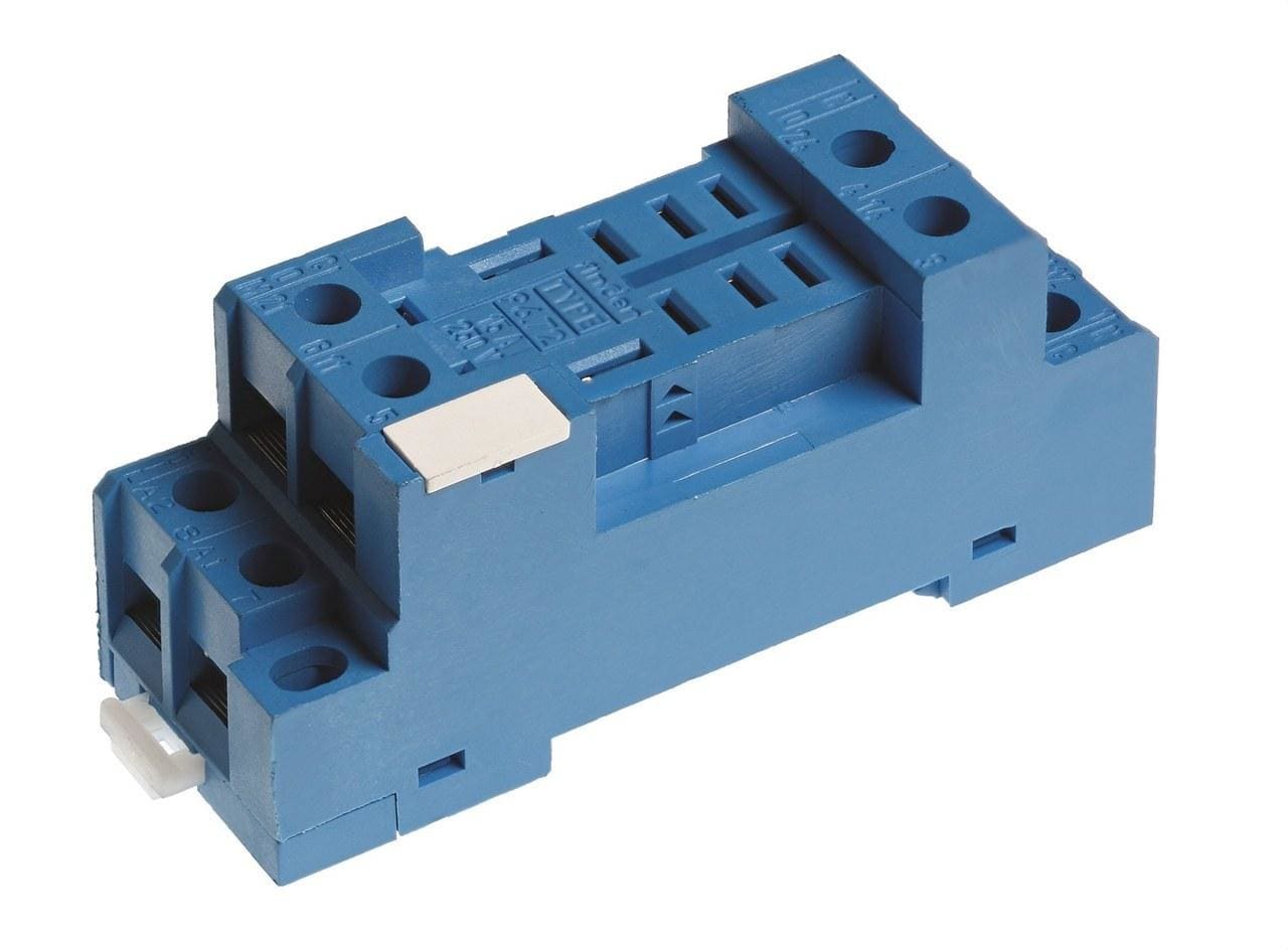 FINDER - Zócalo SERIE 96 para relé 56.32, bornes a pletina, montaje en panel o carril 35mm, azul, 0.8Nm, cable 10mm (emb.brida metálica)