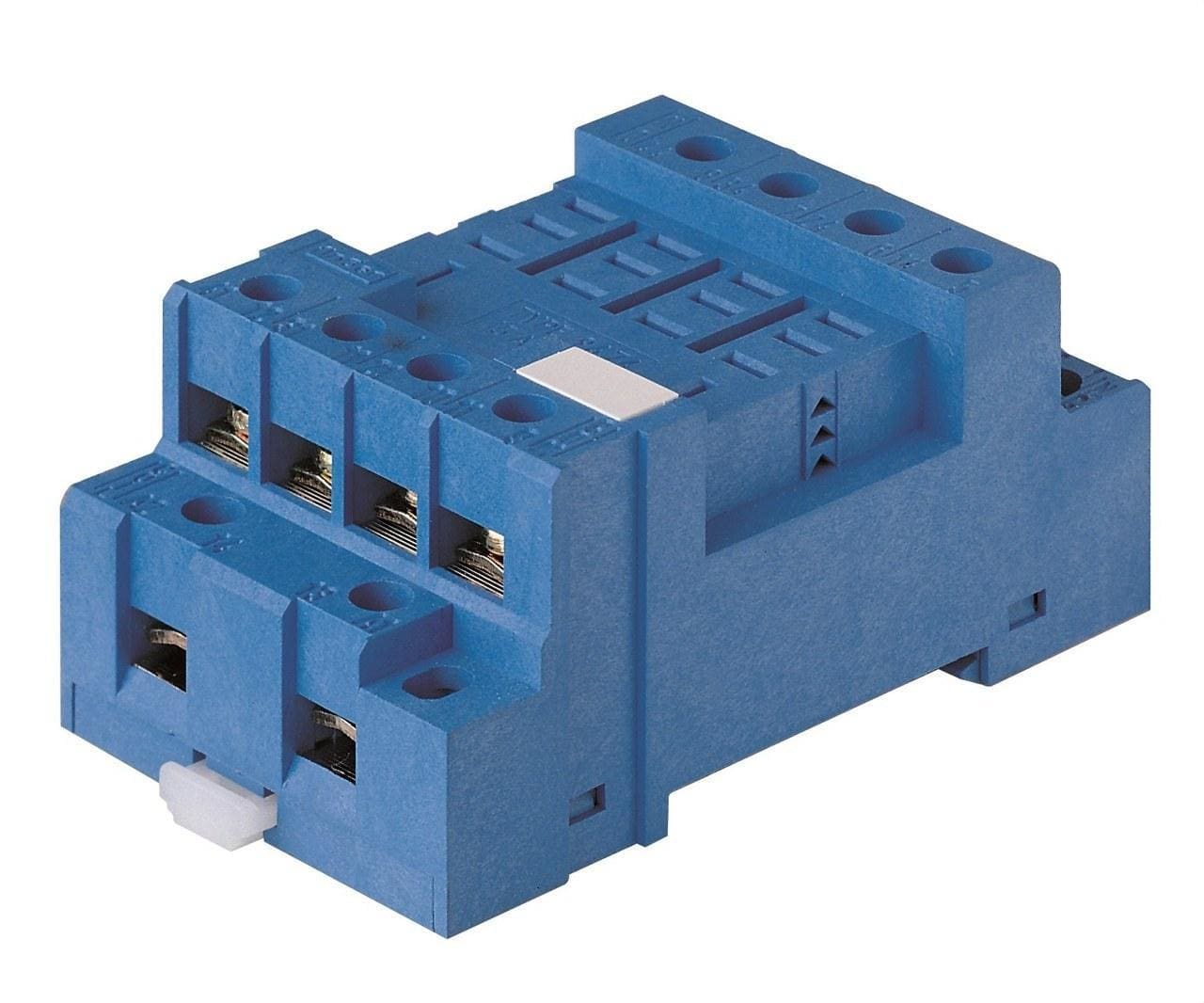 FINDER - Zócalo SERIE 96 para relé 56.34, bornes a pletina, montaje en panel o carril 35mm, azul, 0.8Nm, cable 10mm (emb.brida metálica)