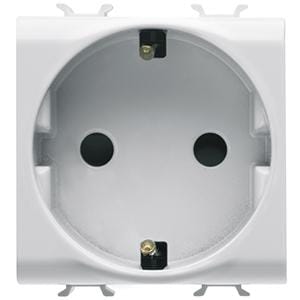 GEWISS - Base 2 módulos 2P+T 16A 250V AC con borne de apriete frontal norma alemana blanco