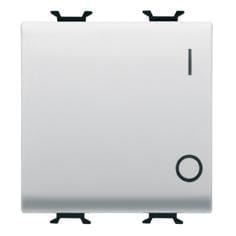 GEWISS - Interruptor 2P de 16AX 250V AC con símbolo 0/1 2 módulos en blanco