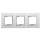 GEWISS - Placa Lux International con 2+2+2 módulos horizontales en tecnopolímero blanco leche