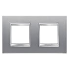GEWISS - Placa Lux International con 2+2 módulos horizontales en tecnopolímero barnizado titanio
