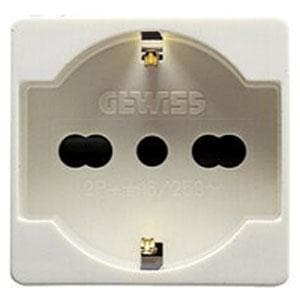GEWISS - Base P40 2P+T 16A bivalente 250V AC 2 módulos norma italiana/alemana blanco