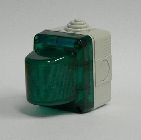 GEWISS - Testigo de señalización 230V 15W en gris RAL 7035 con difusor verde IP55