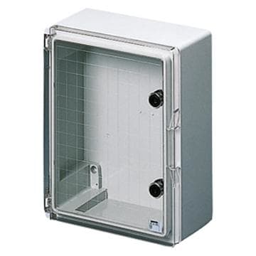 GEWISS - Cuadro estanco en GWPLAST 120 con puerta transparente equipada con cerradura 396x474x160mm gris RAL7035 IP55