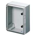 GEWISS - Cuadro estanco en GWPLAST 120 con puerta transparente equipada con cerradura 396x474x160mm gris RAL7035 IP55
