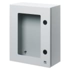 GEWISS - Cuadro en metal con puerta ventana de cristal templado cerradura 585x800x300mm gris RAL7035 IP55