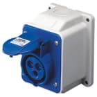 GEWISS - Base fija de pared a 10° conexionado de tornillo 3P+T 32A 200-250V 50-60Hz 9h azul IP44