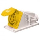 GEWISS - Base fija de pared a 90° conexionado de tornillo 2P+T 32A 100-130V 50-60Hz 4h amarillo IP44