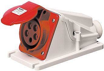 GEWISS - Base fija de pared a 90° conexionado de tornillo 3P+T 32A 380-415V 50-60Hz 6h rojo IP44