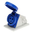 GEWISS - Base fija de pared a 90° conexionado de tornillo 2P+T 16A 200-250V 50-60Hz 9h azul IP67
