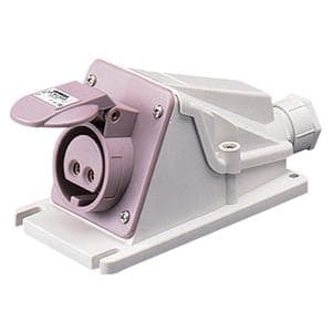 GEWISS - Base fija de pared a 90° conexionado de tornillo 2P 16A 20-25V 50-60Hz violeta IP44
